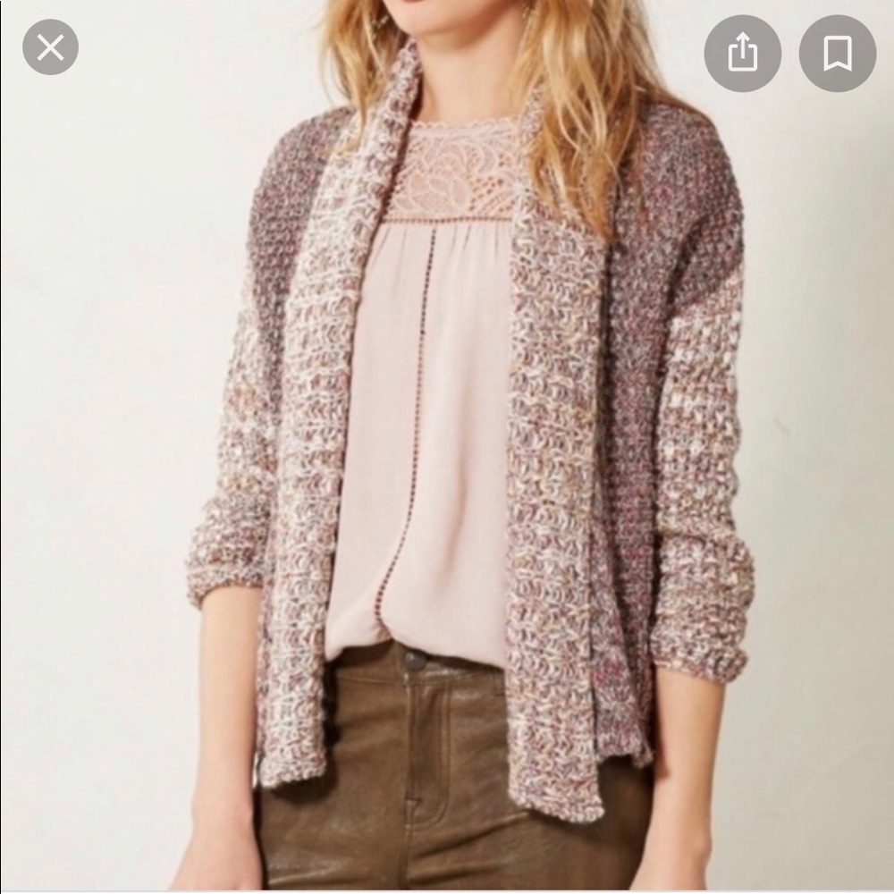 Anthropologie Moth open knit marled sweater cardigan